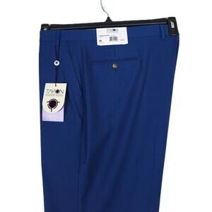 Tayion Men's Classic-Fit Stretch Suit Pants Bright Blue Solid 44x32 NWT